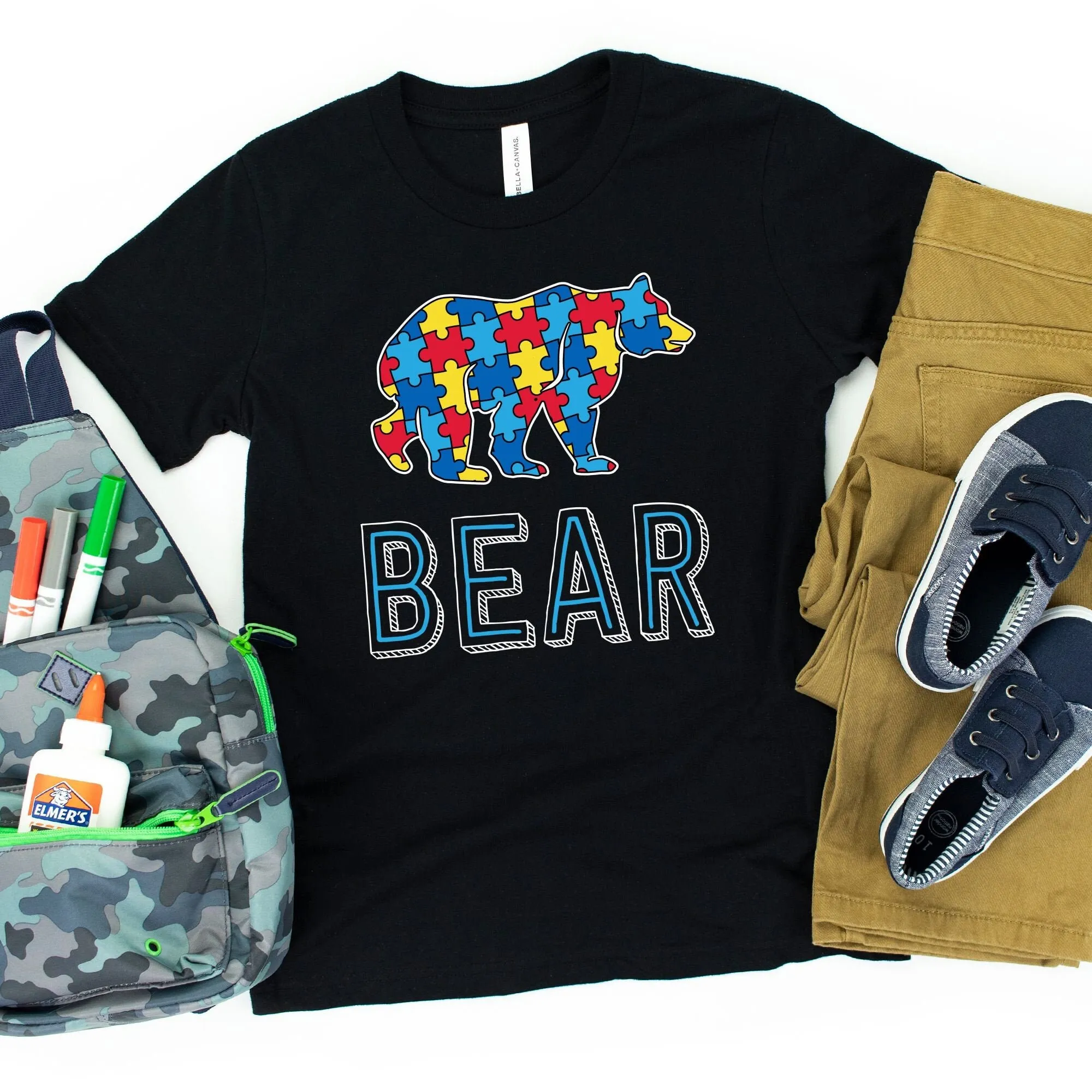 

Bear T Shirt World Autism Day Awareness Puzzle Piece s