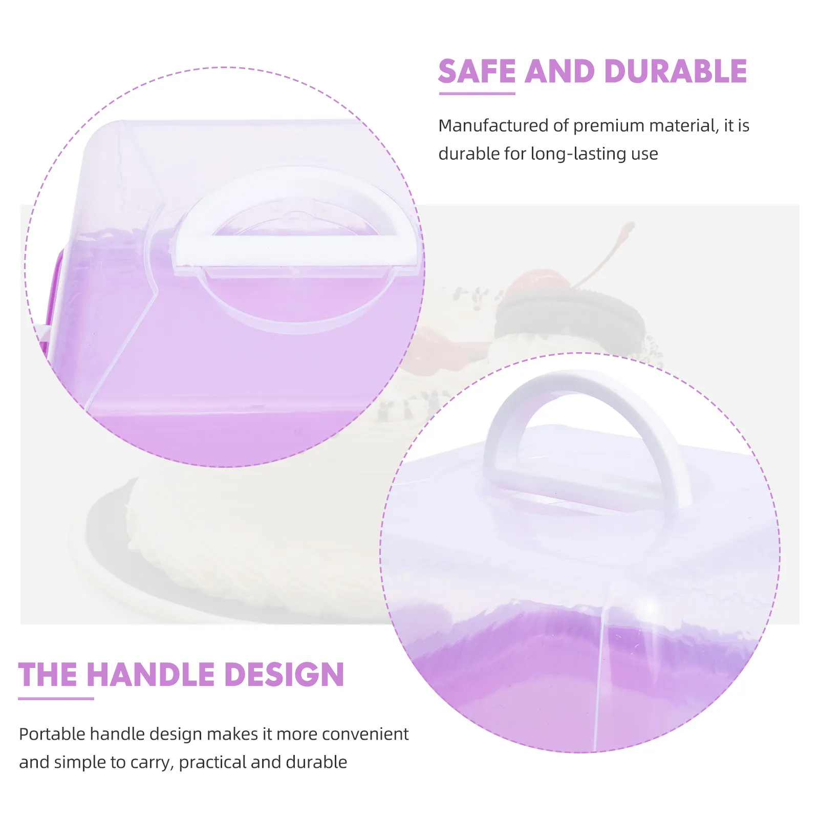 Portable Plastic Cake Carrier with Handle Cake Container Box for Bakery Home Use with Lid Clear Dust Insect Resistant