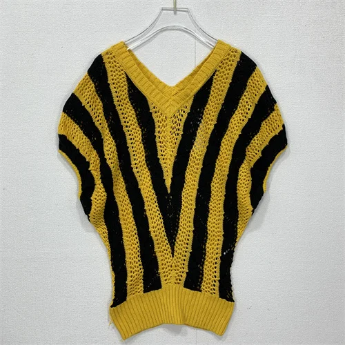 Handgefertigter Vintage-Strickpullover mit ausgehöhltem Quastenumhang Sweet Sle V-Ne Long Sve Loose Fit Baumwollmischungspullover