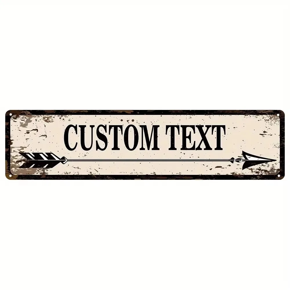 CIFbuy 40×10cm Vintage Arrow Metal Wall Plaque, Personalized Custom Text, Farm Garden Home Indoor Outdoor Wall Art Decor