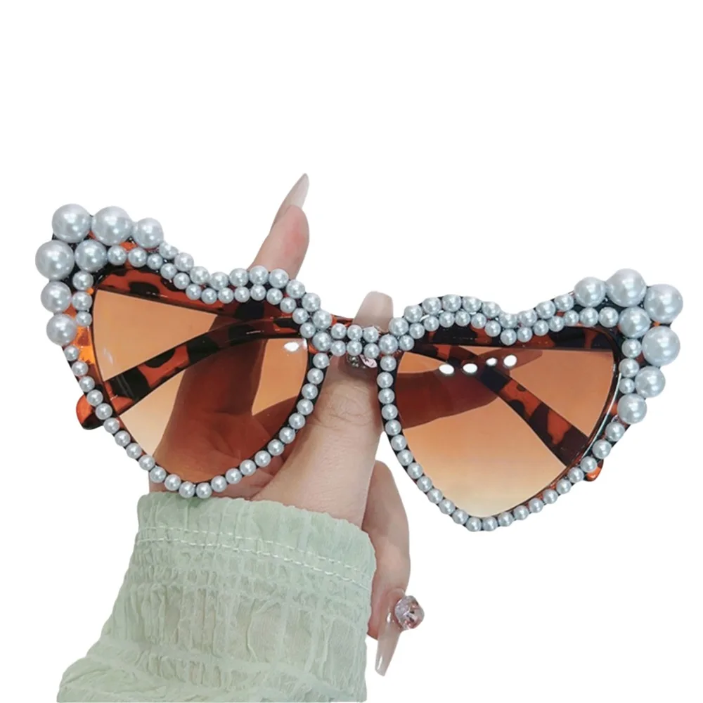 

Pearl Frame Imitation Pearl Sunglasses UV400 Protection Comfortable To Wear Heart-shaped Goggle Heart-shaped Design Y2K Fashion