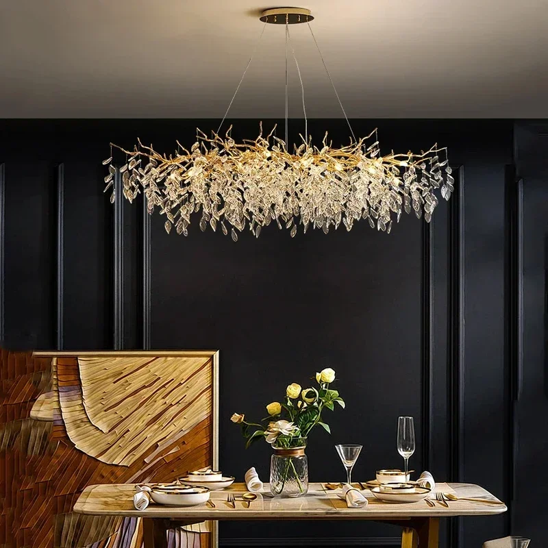 Modern Luxury Crystal Chandelier Branch Ceiling Pendant Lamps Living Dining Room Bedroom Lighting Lustre  Villa Lights Fixture