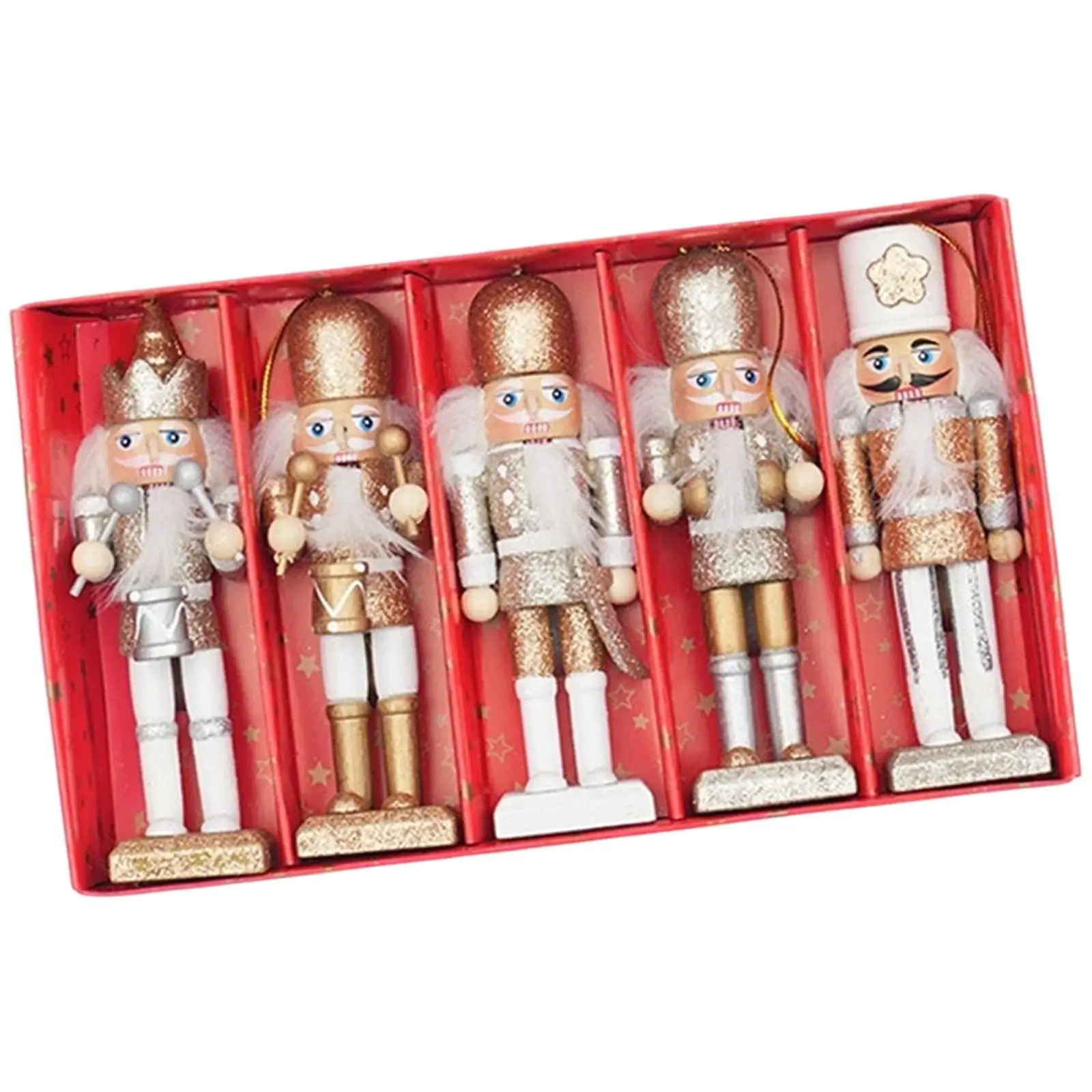 5 Pieces Christmas Nutcracker Figure Nutcracker Statue Sturdy Versatile Portable Traditional Xmas Gift Collection Handcrafted