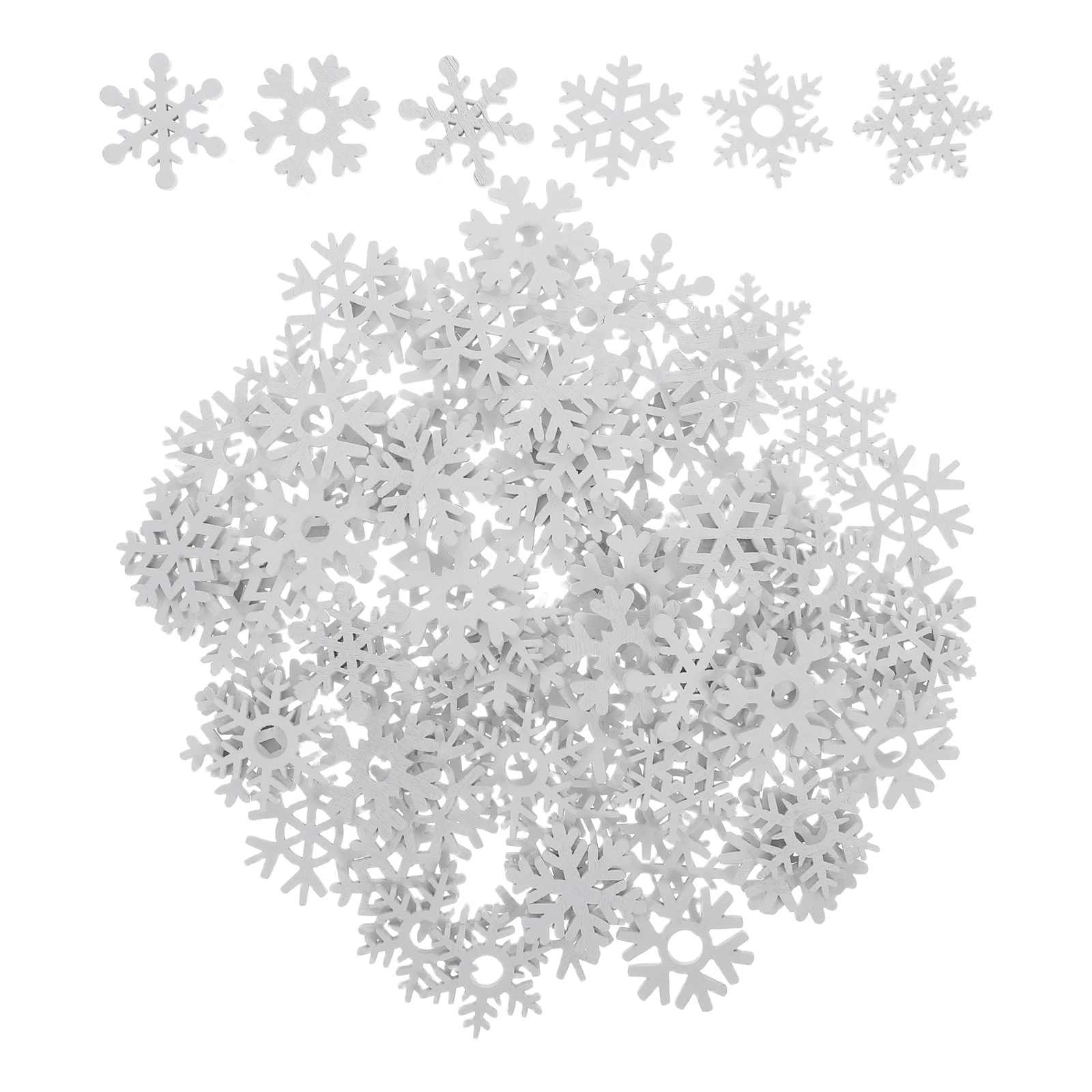 

100pcs Wooden Snowflake Slices Hanging Decor For Christmas Wedding Party Festival Diy Wall Window Door Decoration Wooden