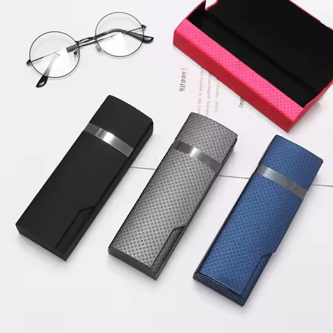 Portable Imitation Wood Grain Sunglass Box Fashion Spectacle Glasses Case Women Man Hard Handmade Square Fold Box