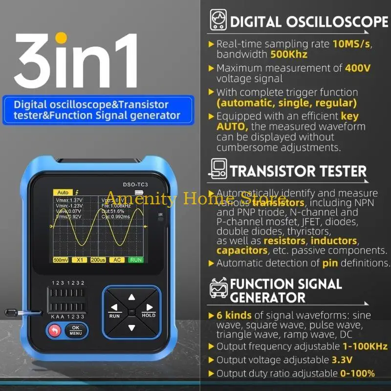 F26C راسم الذبذبات و DDS- مولد الإشارة واختبار الترانزستور عرض النطاق الترددي 500 كيلو هرتز 10MSa #4