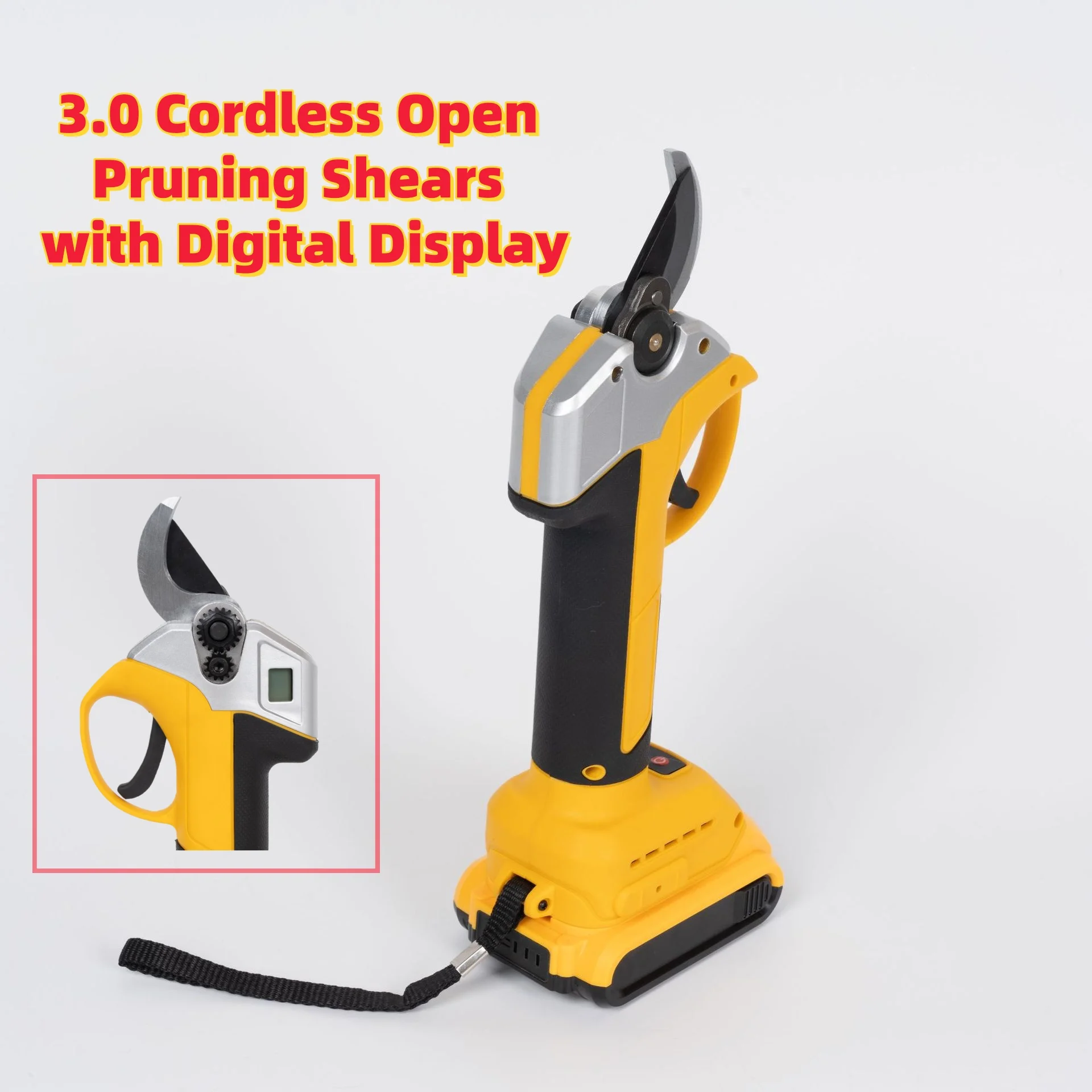3.0 Opening Digital Display Cordless Pruning Shears - Fits DeWalt 20V Battery, Portable Electric Garden Branch Cutting Tool