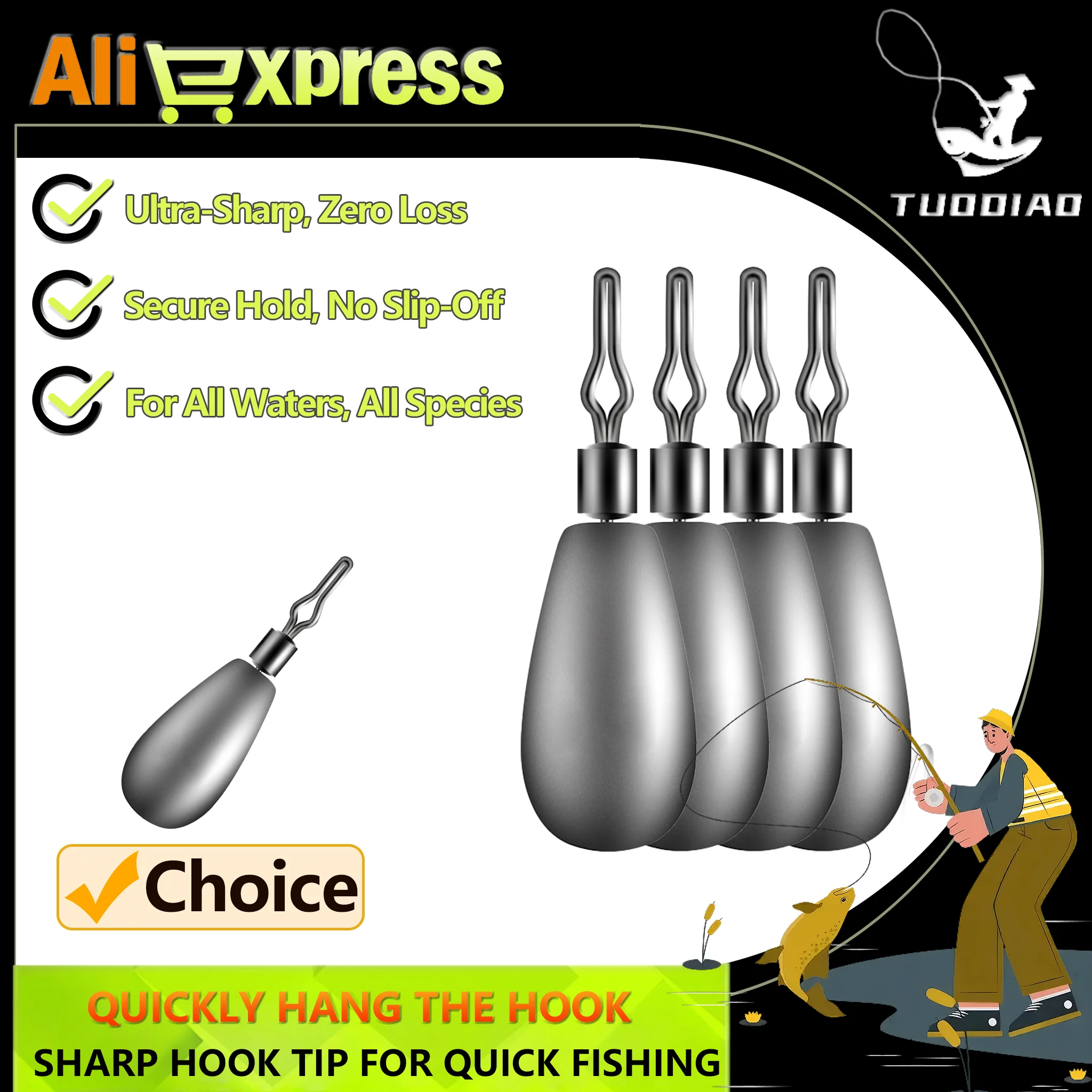 

[TUODIAO] Каплевидное свинцовое грузило высокой плотности, быстро тонущая приманка с защитой от зацепки, вес для морской рыбалки