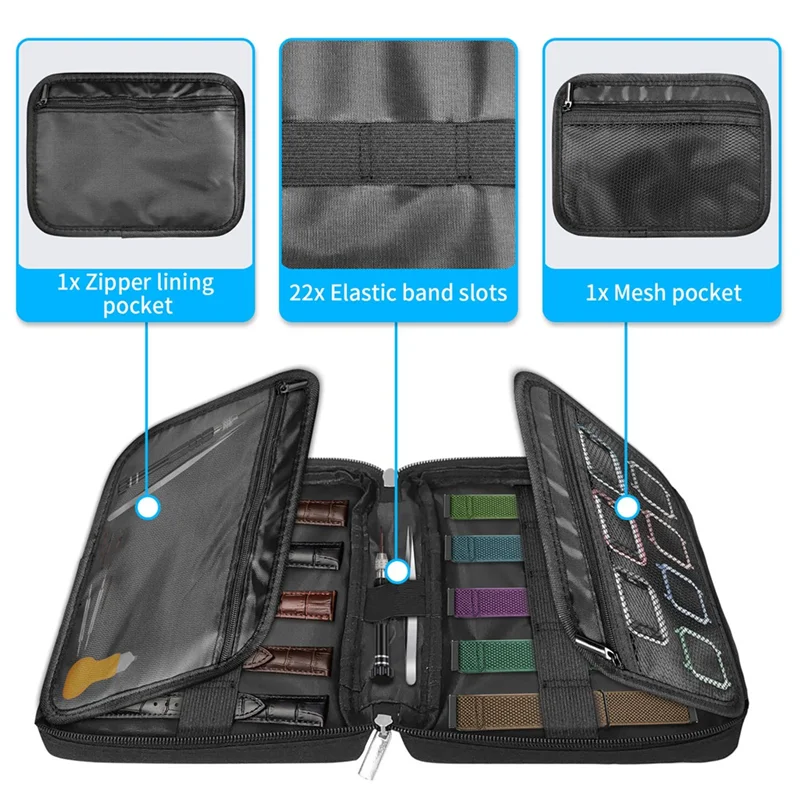 AS95-20 Watch Band Organizer Durablewatch Straps Holder Storage Carrying Case For Most Sizes Of Watch Straps