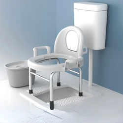 Safety Armrests Elderly Commode Chairs, Portable Toilet Chair for Disabled People Aids, Household Toilet Stool Squat Toilet Seat