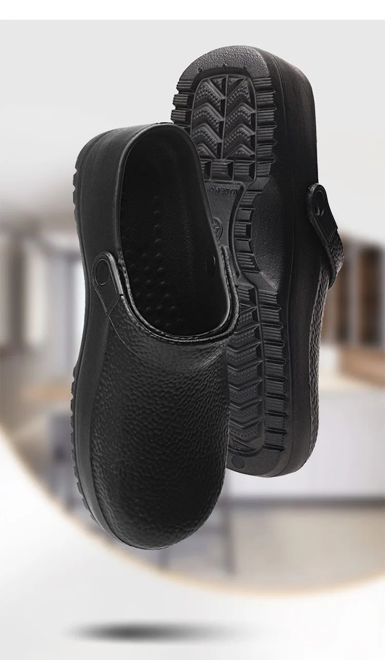 Modische unisexfarbene Schuhe für die Gastronomiebranche, bequem, leicht, strapazierfähig, wasserdicht, geeignet für Küchen und Krankenhäuser, lässige weiche Slipper-Flachschuhe. – Detail 14