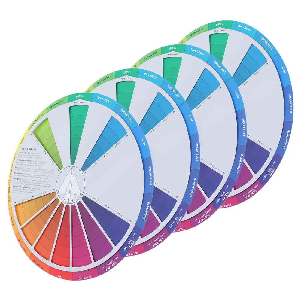 

4pcs International Standard Gradient Wheel Precision Color Chart For Painting Mixing Learning Tool Compact Lightweight Durable