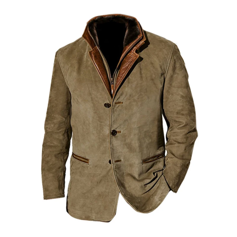 Vintage Michigan Jacket Solid Color Single Breasted Stand Up Collar Casual Fashion Loose Comfortable Work Outdoor Jacket
