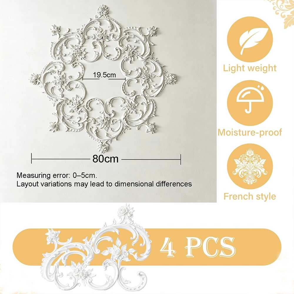 Medallón de Techo Grande Estilo Francés de PU, Base para Lámpara de Araña, Panel Decorativo, Cubierta Floral de Rosas para Iluminación Decorativa
