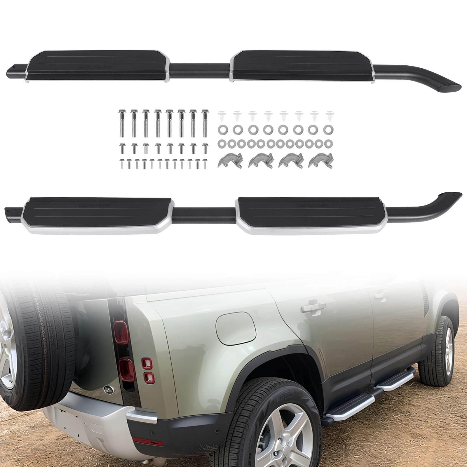 For 2020-2024 Land Rover Defender Running Boards Wear Resist Side Step Bars High Load-Bearing Rail Bars Car Spare Parts