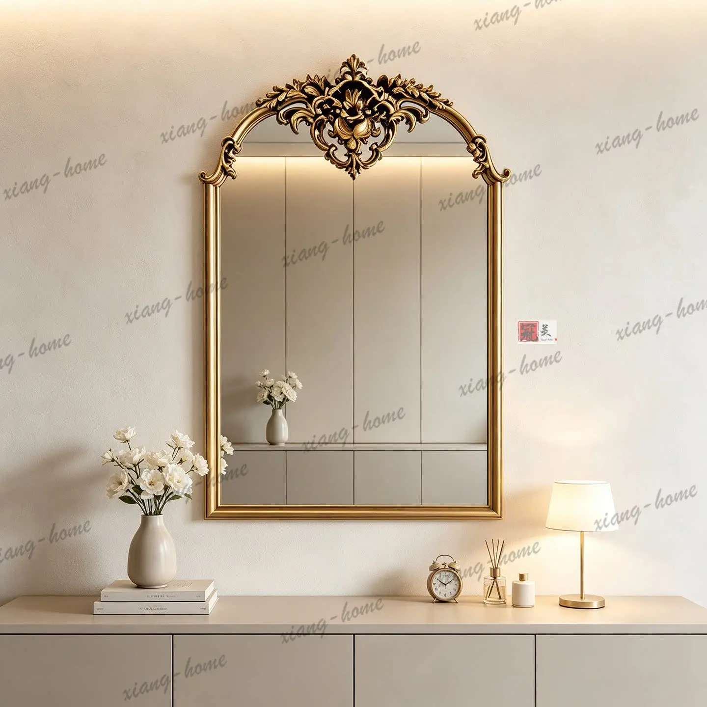 PG French retro relief decorative mirror American dresser high definition European home bathroom dressing mirror