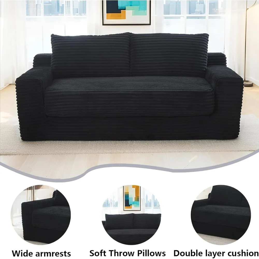 أريكة Loveseat أريكة سرير بدون عظم، تصميم 2 في 1 قابل للتحويل، قماش سروال قصير - أريكة رغوة الذاكرة المدمجة للمساحات الصغيرة، Apar