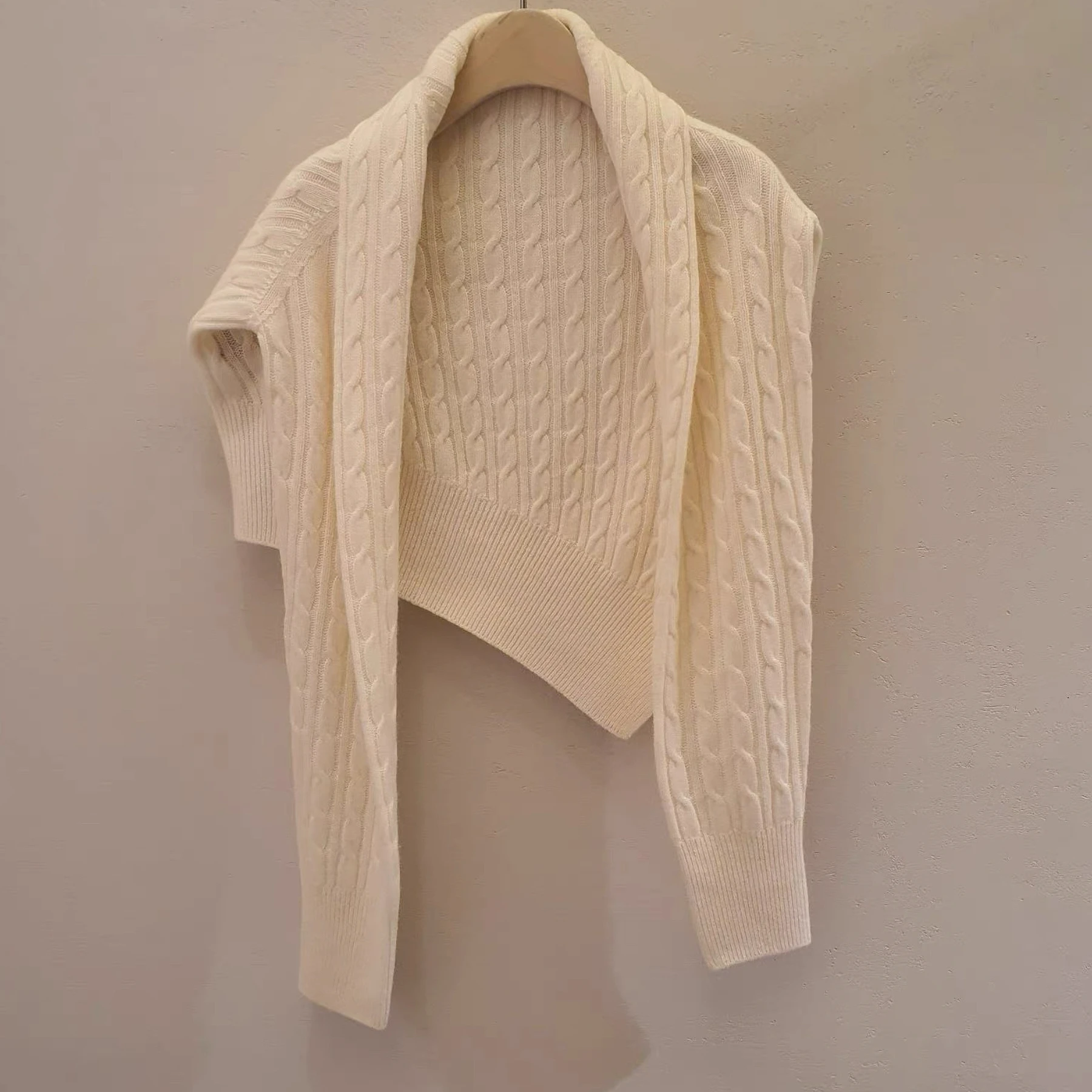 

Faionable Double-Sided Knitted awl Sweater Lemon Cheese T*25 Autumn Elegance Versatile Knitwear V-Ne Long Sve ort ...