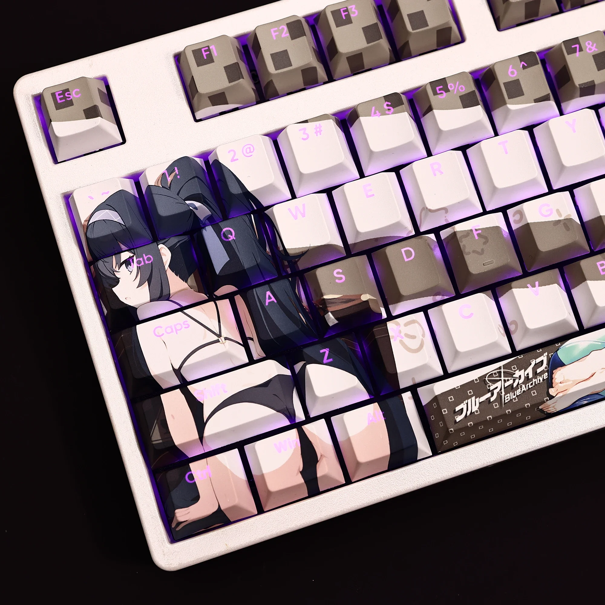 

108 Keys/Set Blue Archive Kozeki Ui PBT Keycaps Anime Games Beauty Girl Key Caps Cherry Height for DIY Mechanical Keyboards