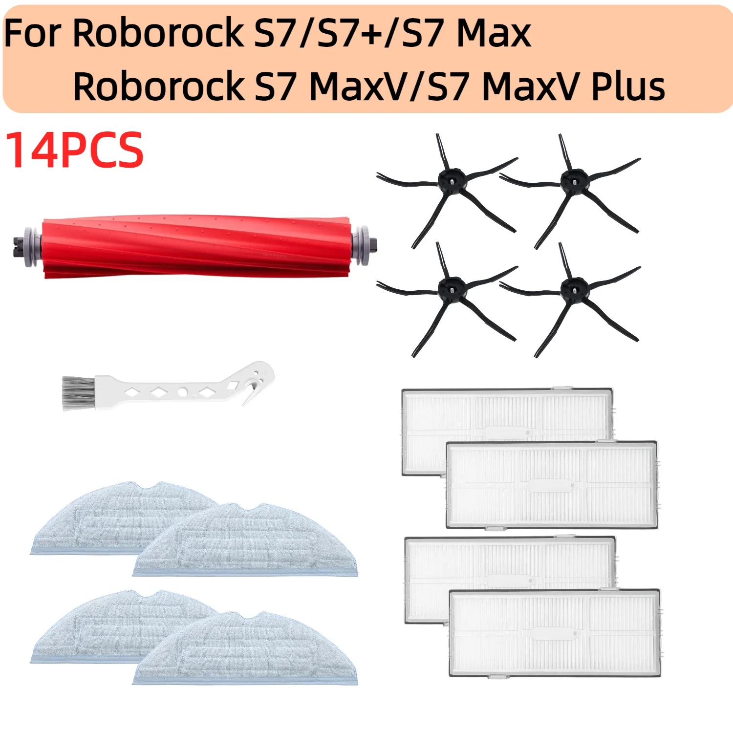 

Accessories for Roborock S7/S7+/S7 Max/S7 MaxV/S7 MaxV Plus, Replacement Parts Main Side Brush Mop Pad & Filter