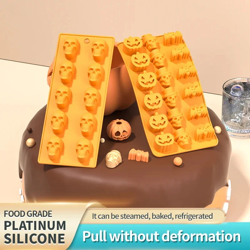 Halloween Bakvormen Met Anti-Aanbaklaag Siliconen Pompoentaartvorm Chocolade Cupcakes Vleermuis Schedel Pompoenvorm Voor Keuken Bakvorm