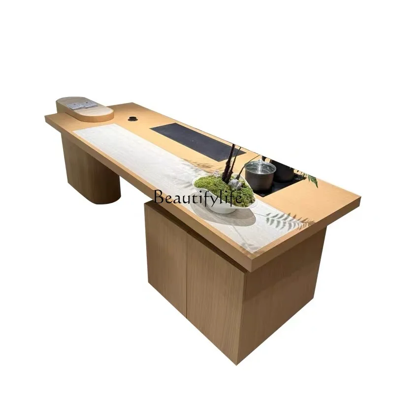 

Italian minimalist solid wood tea table high-end modern minimalist designer office home tea table