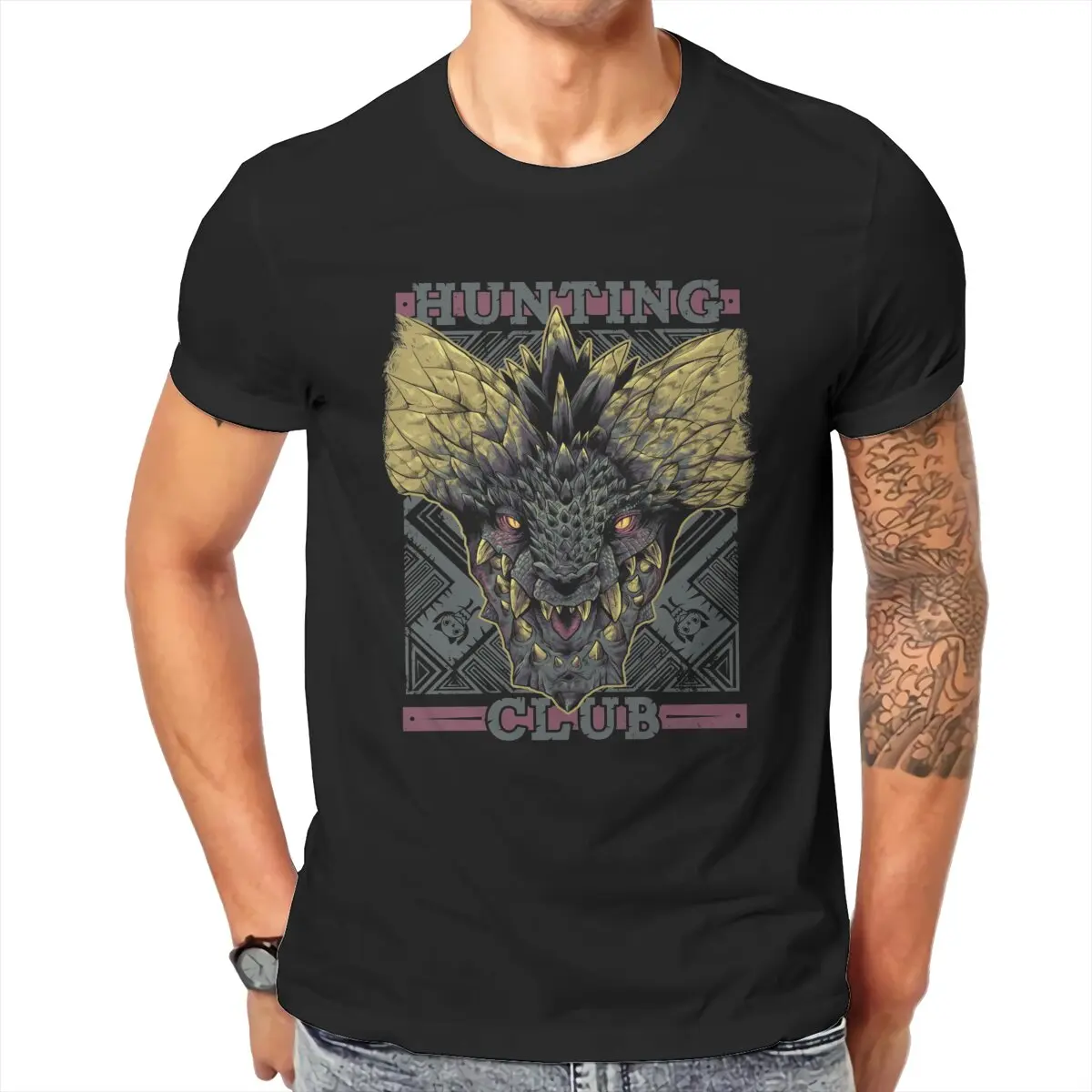 Monsterjager Wereldjacht Club Nergigante Unisex T-Shirt Voor Heren 100% Katoen Vrije Tijd T-Shirt Rpg Game Tee Tops Zomer