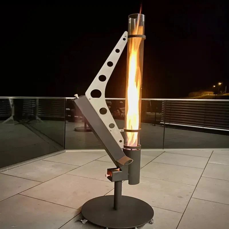 

Outdoor Garden Wooden Ball Heater Garden Biomass Rocket Furnace Fire Pillar
