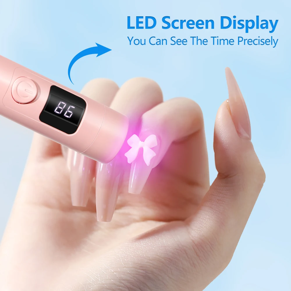 Yikoolin portátil portátil lâmpada uv led mini secador de unhas com tela lcd usb para unhas gel usb recarregável luz do prego