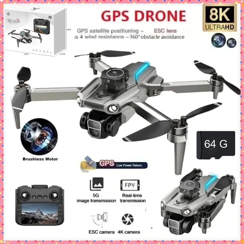 

SHOUG109 GPS Drone 4K Profesional HD Dual Camera Brushless Motor Obstacle Avoidance Aerial Photography Foldable Quadcopter Toy