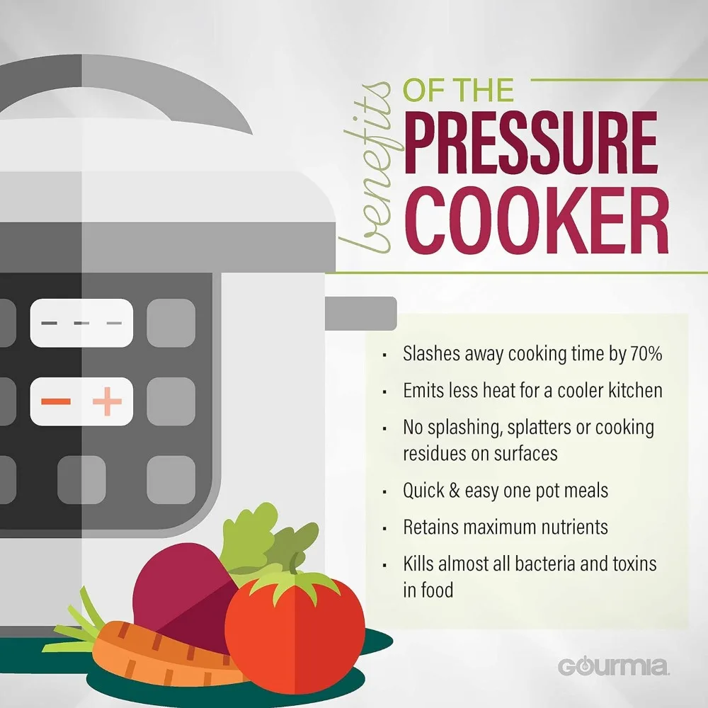 Controlador de pressão ajustável com trava de tampa de aço inoxidável Função de agitação automática 13 modos de cozinheiro 6 Qt Pot