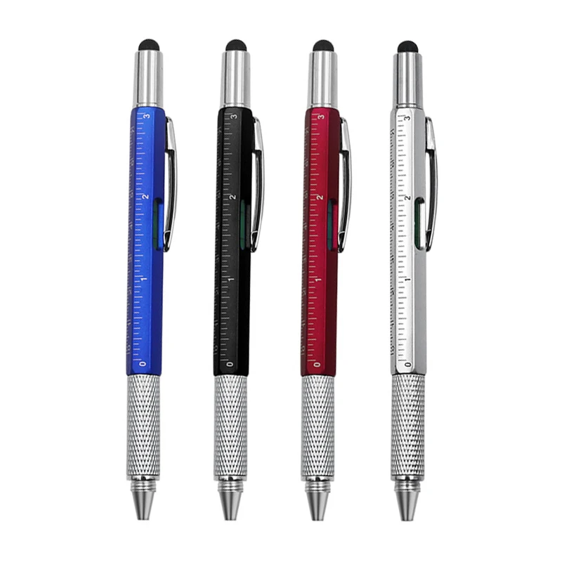 

6 in1 Multifunction Ballpoint Pen with Modern Handheld Tool Measure Technical Ruler Screwdriver Touch Screen Stylus Spirit Level