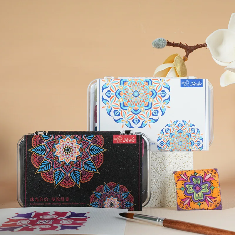 ألوان مائية لؤلؤية يابانية 24 لونًا أصباغ مائية متعددة الأغراض ومتعددة الاستخدامات