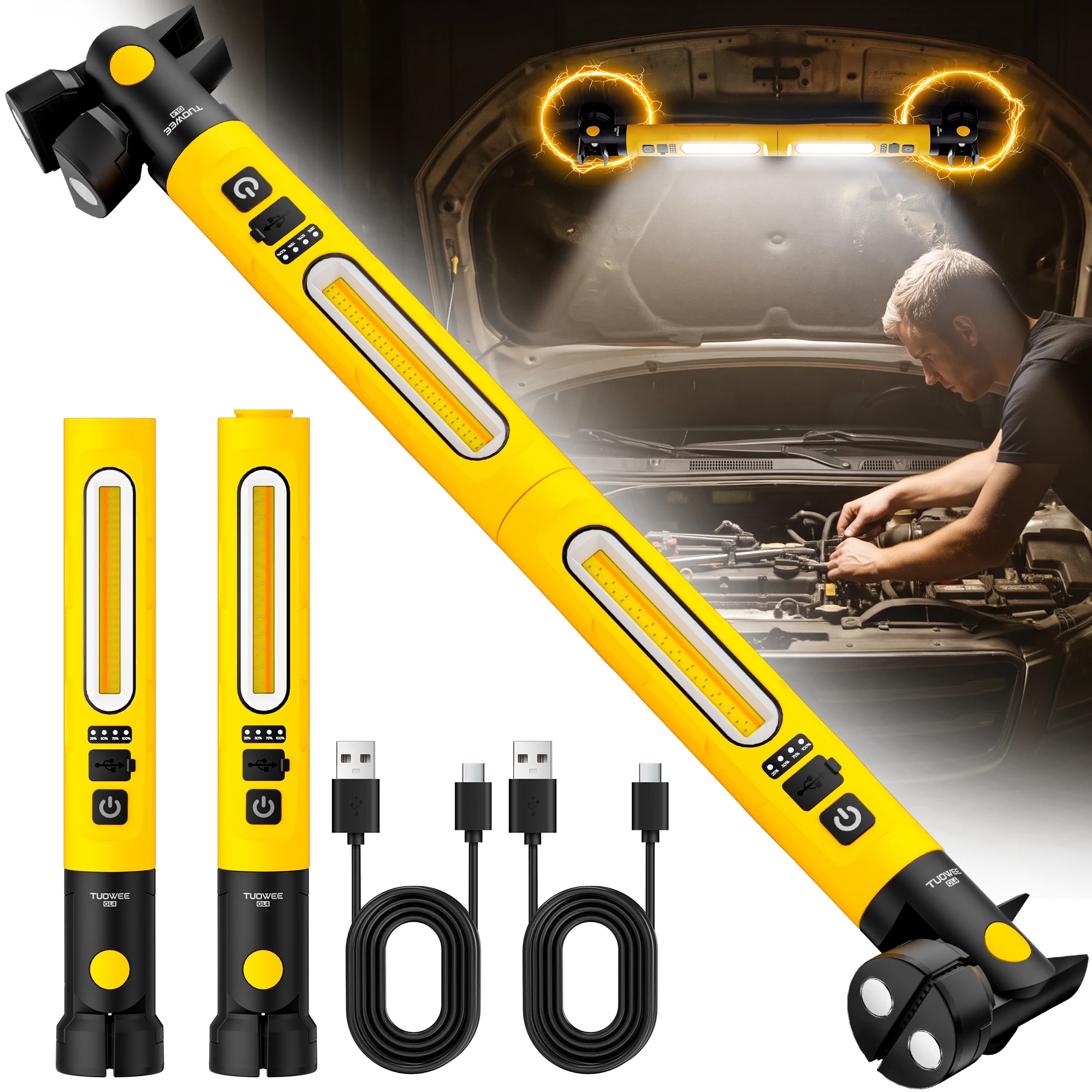 Combined Magnetic LED Work Light 350° Rotatable 3 Modes Garage Camping Emergency Inspection Lamp