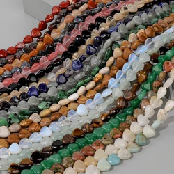 10MM Natural Muticolor Heart Shape Stone Bead Tiger Eye Aventurine Agat Loose Charms Beads For Jewelry Making DIY Bracelet 38cm