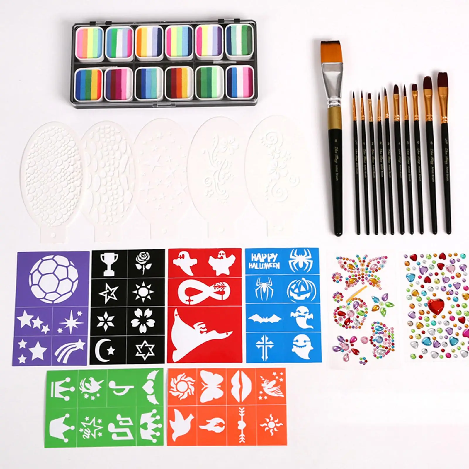 Kit de Pintura Facial y Corporal a Base de Agua, 12 Colores Lavables, Paleta de Maquillaje Artístico para Festivales y Escenarios