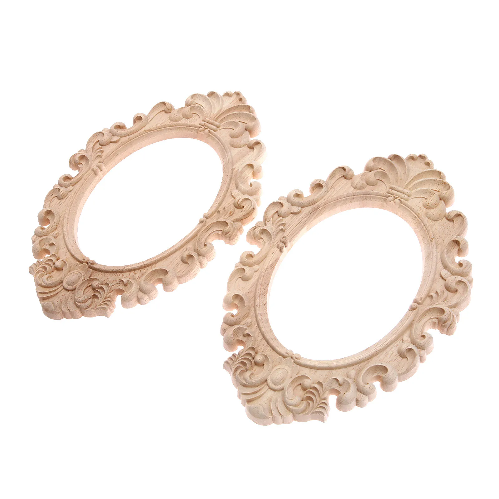 彫刻が施された楕円形の木製コーナーフレーム,家の家具の装飾,31x20cm,2ユニット
