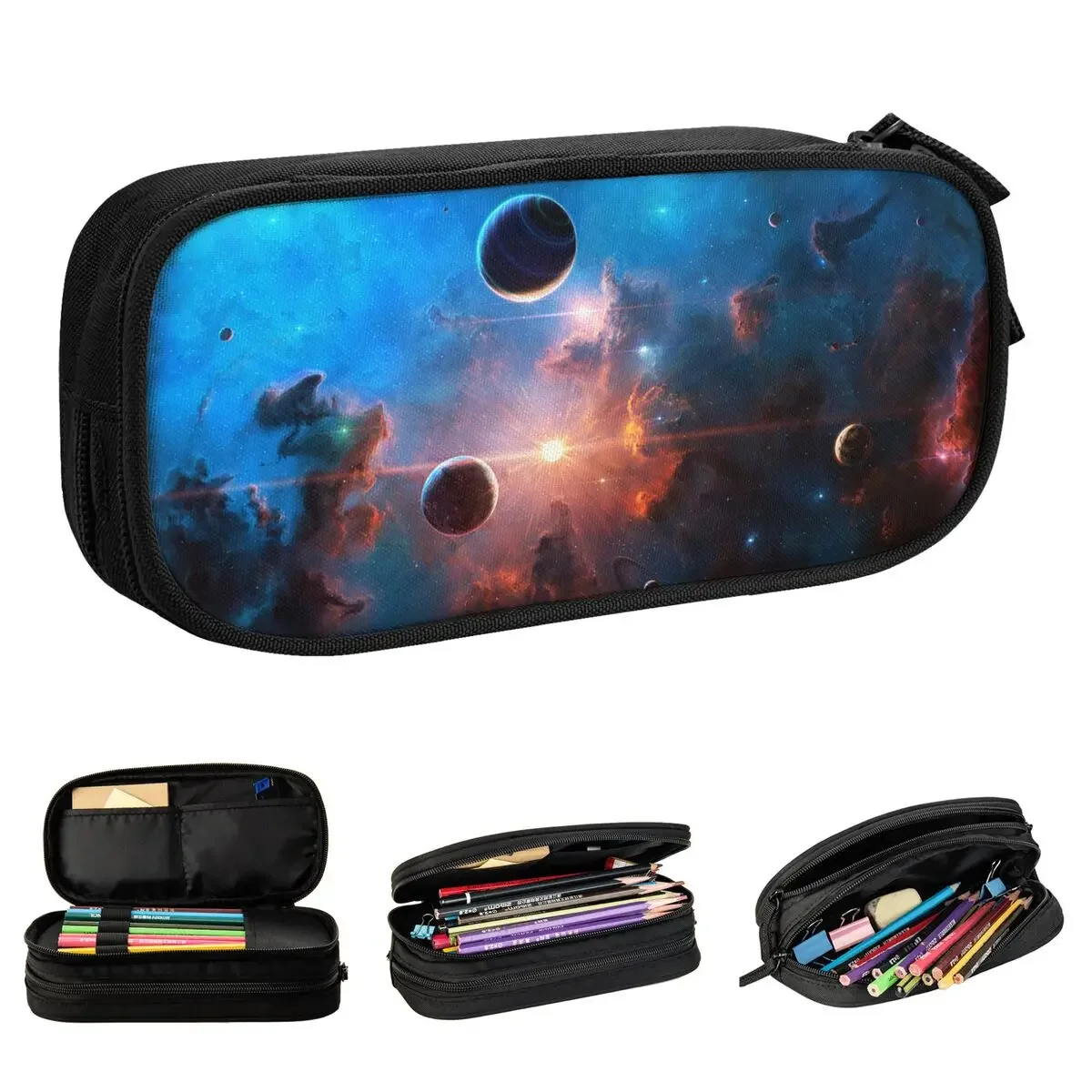 

Galaxy Planet Pencil Cases Space Nebula Pencil Pouch Pen Holder Large Storage Bags School Supplies Stationery