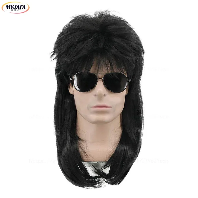 ABC12370s 80s Rockstar شعر مستعار تأثيري الروك أسود براون شعر أشقر فاسق رقيق متعرج حفلة الهالوين البوري الباروكات Rocx ؛ 3,f'6,h.7;j #5