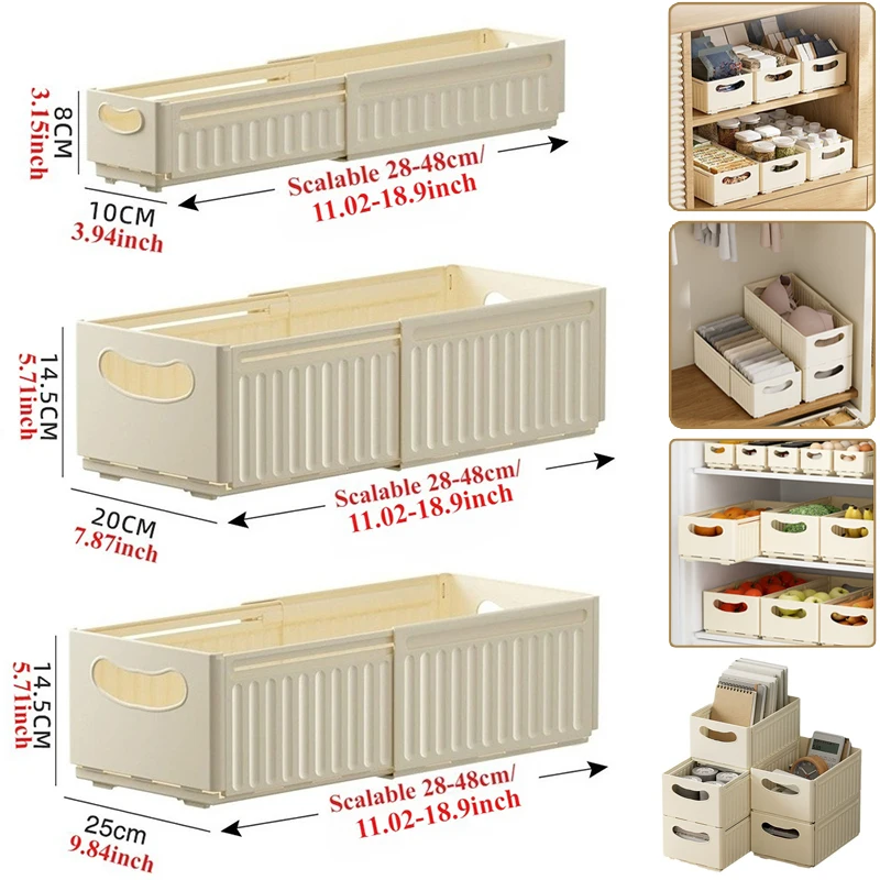 

Retractable Storage Box Large-capacity Cabinet Office Desk Cosmetics Stationery Storage Rack Multifunctional Sorting Drawer Bin