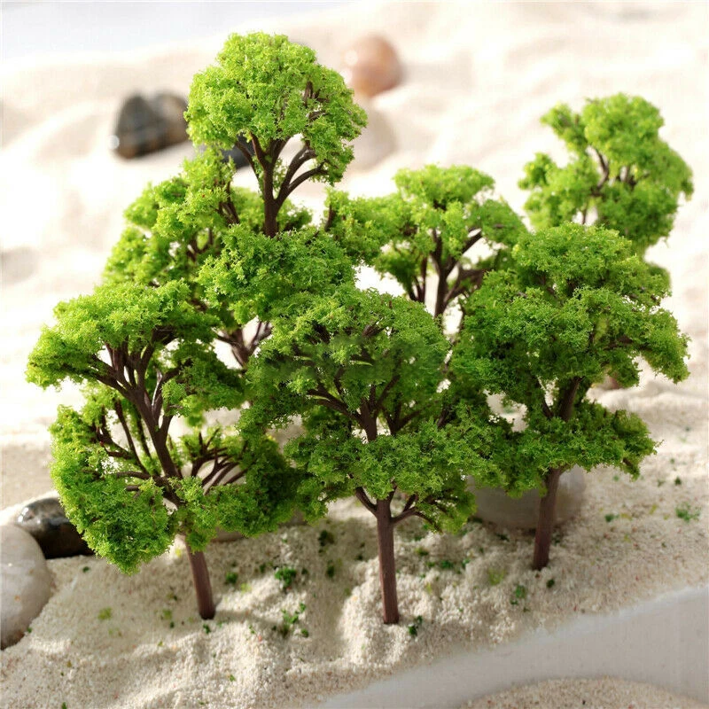 10pcs Model Trees Artificial Micro Landscape Plastic Green Tree Decoration Ornament Home Decor Garden Decor Model Making Props