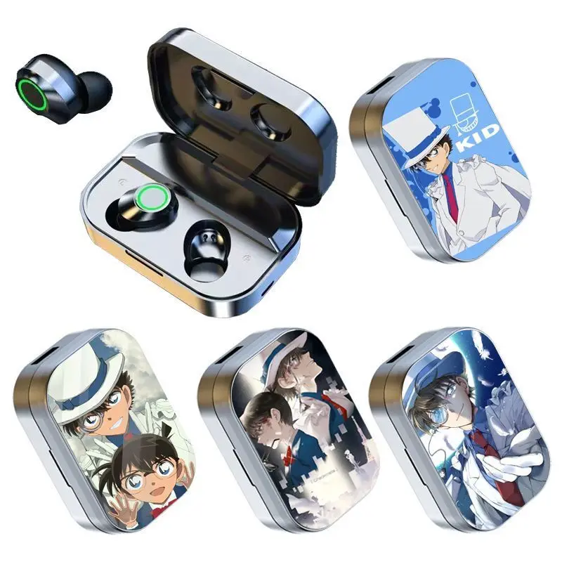 Anime Detective Conan Bluetooth Headset Cartoon Portable In-Ear Sports Gaming High-Quality Charging Case Headphones Kawaii Gift