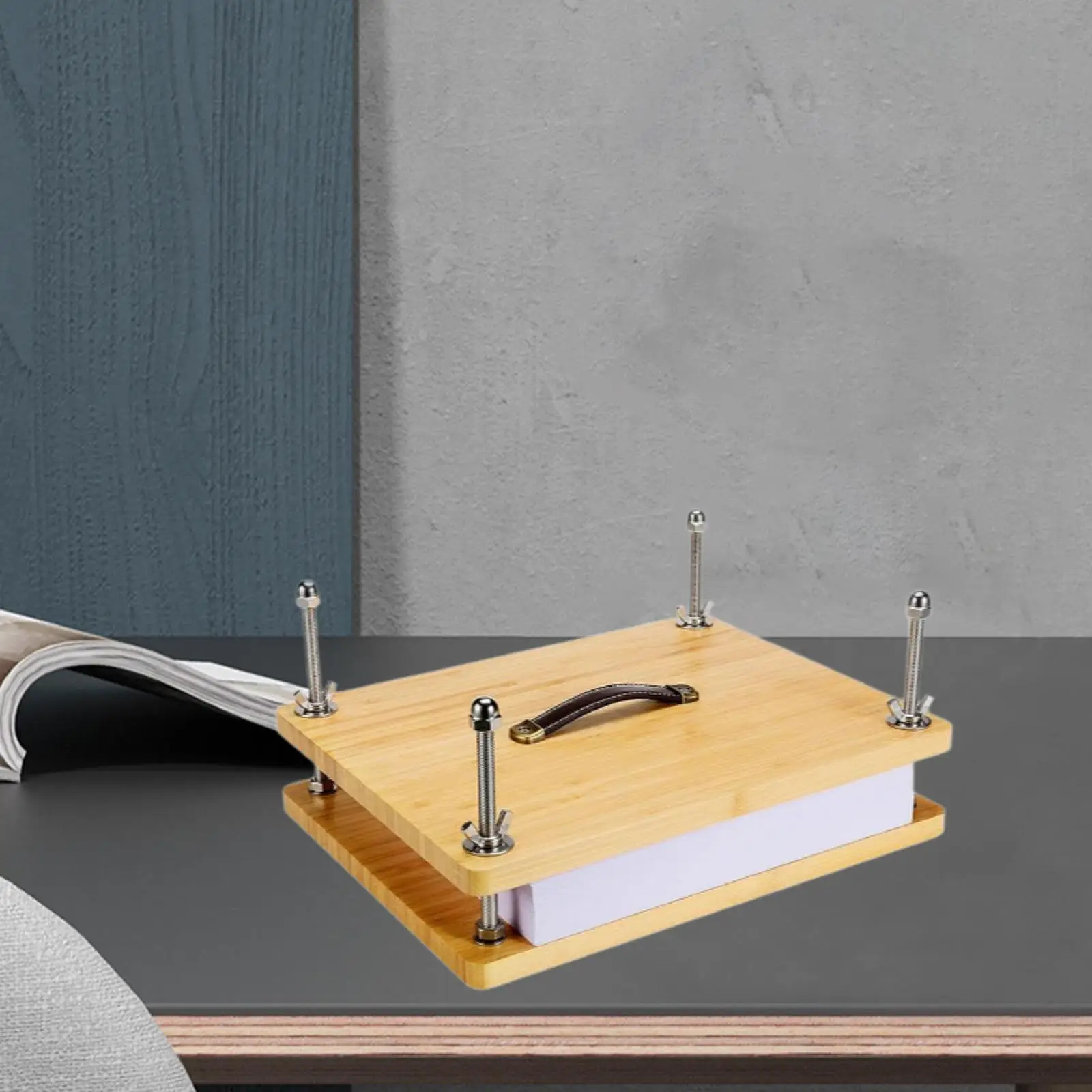 Portable Bamboo Wood Book Press Binding Machine with Handle for Bookbinding Tools Supplies Stationery and DIY Craft Projects