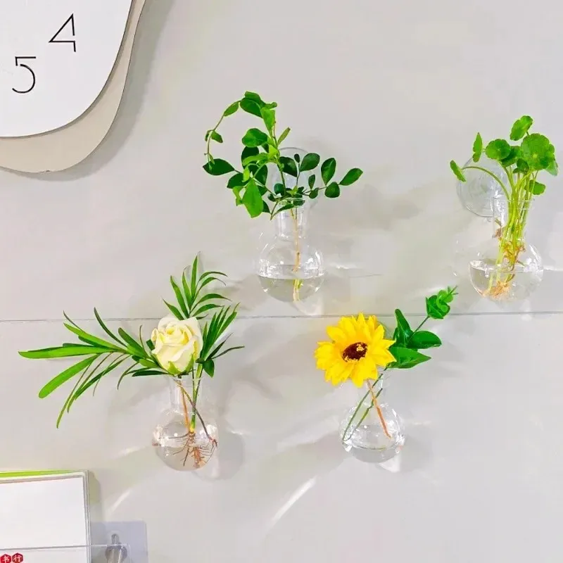 new-top quality acrylic wall mounted transparent vase hydroponics planter propagation station plastic flower pot for home