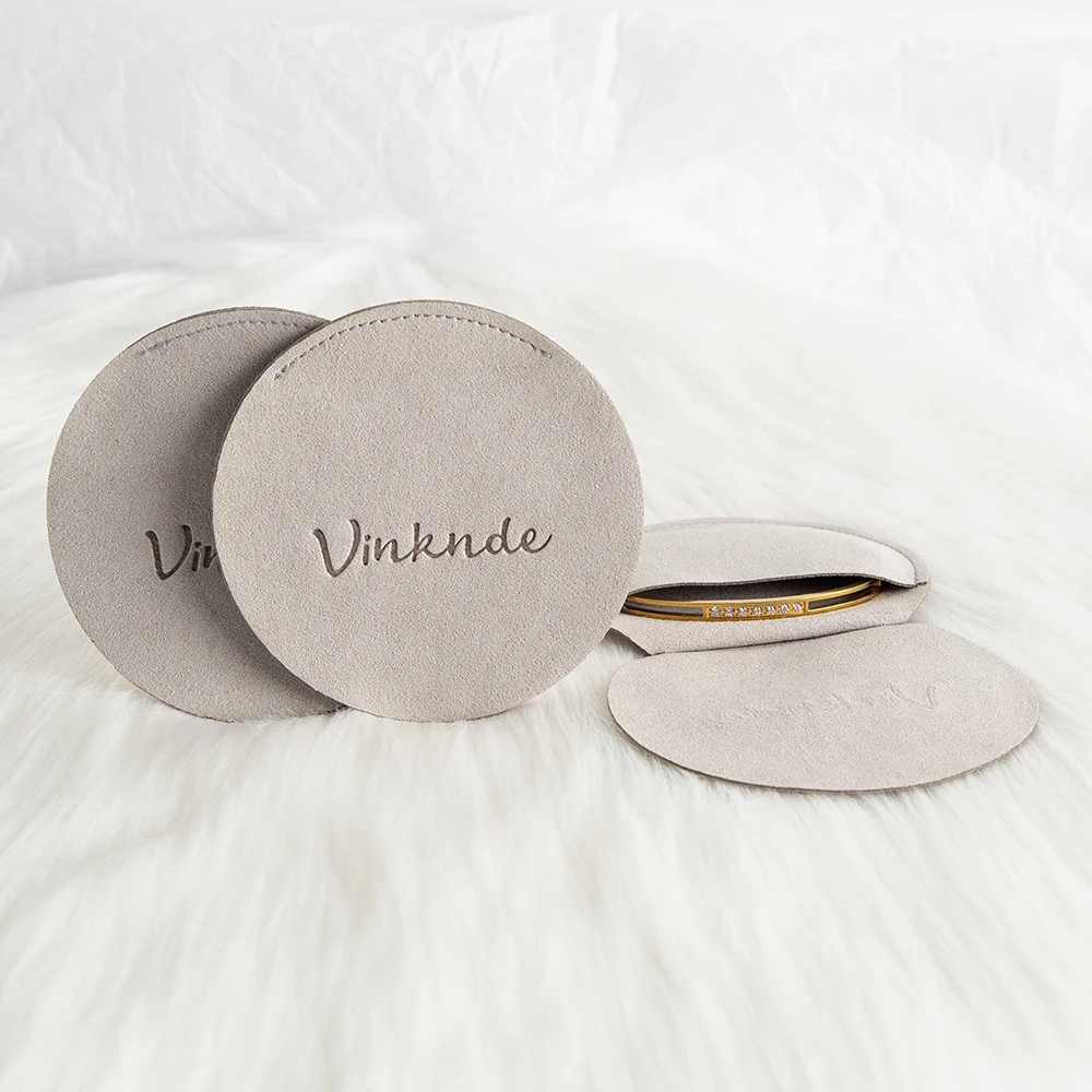 

50pcs Personalized Logo 6x6cm Round Microfiber Gift Bag Jewelry Packaging Storage Pouches Wedding FavorsCandy Pocket Wholesale