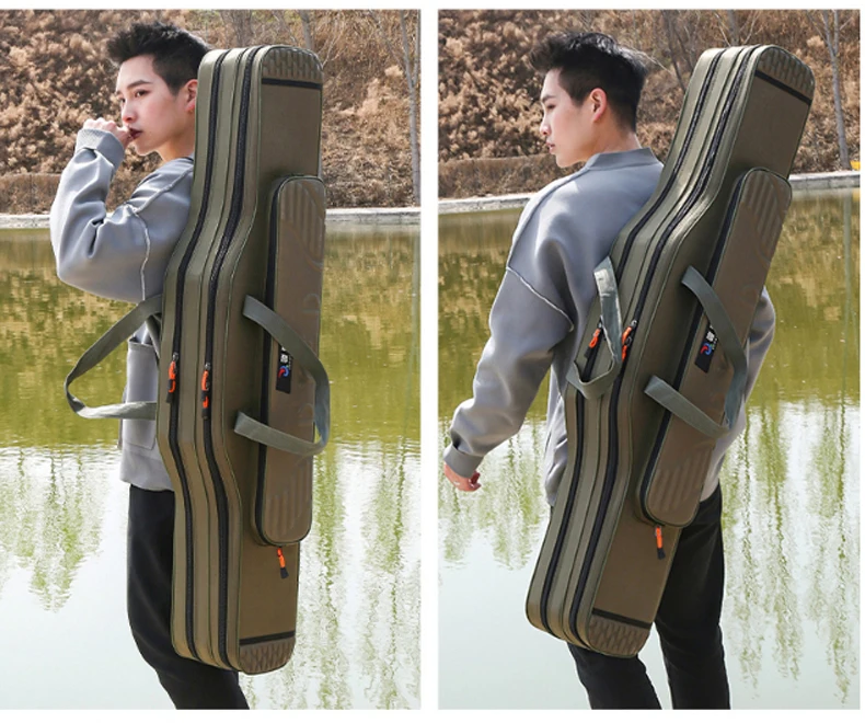 Angeltasche 2-4 Ebenen 130cm Angelruten-Tragetasche Leichter Angelruten-Köder-Rollen-Werkzeugkasten Wasserdichte Aufbewahrung Robuste Tasche – Detail 17