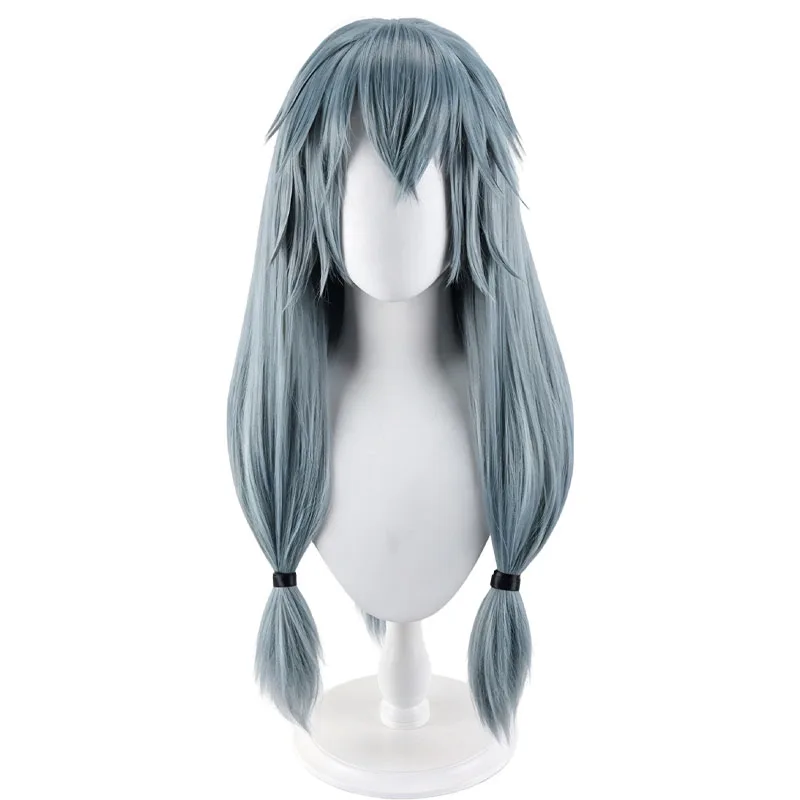Anime Mahito Cosplay Wig Blue Long Synthetic Hair Tattoo sticker For Women Men Halloween Costume Party Carnival Props