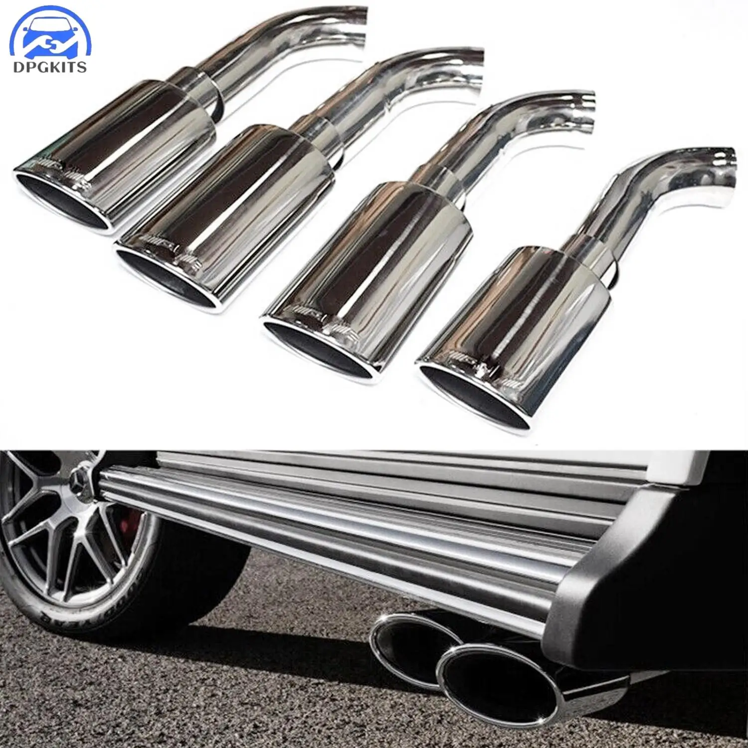 DPGKITS 8PCステンレス鋼排気マフラーパイプチップ メルセデスベンツGクラスW464 G500 G550 G63まで 2016-2019 アクセサリー