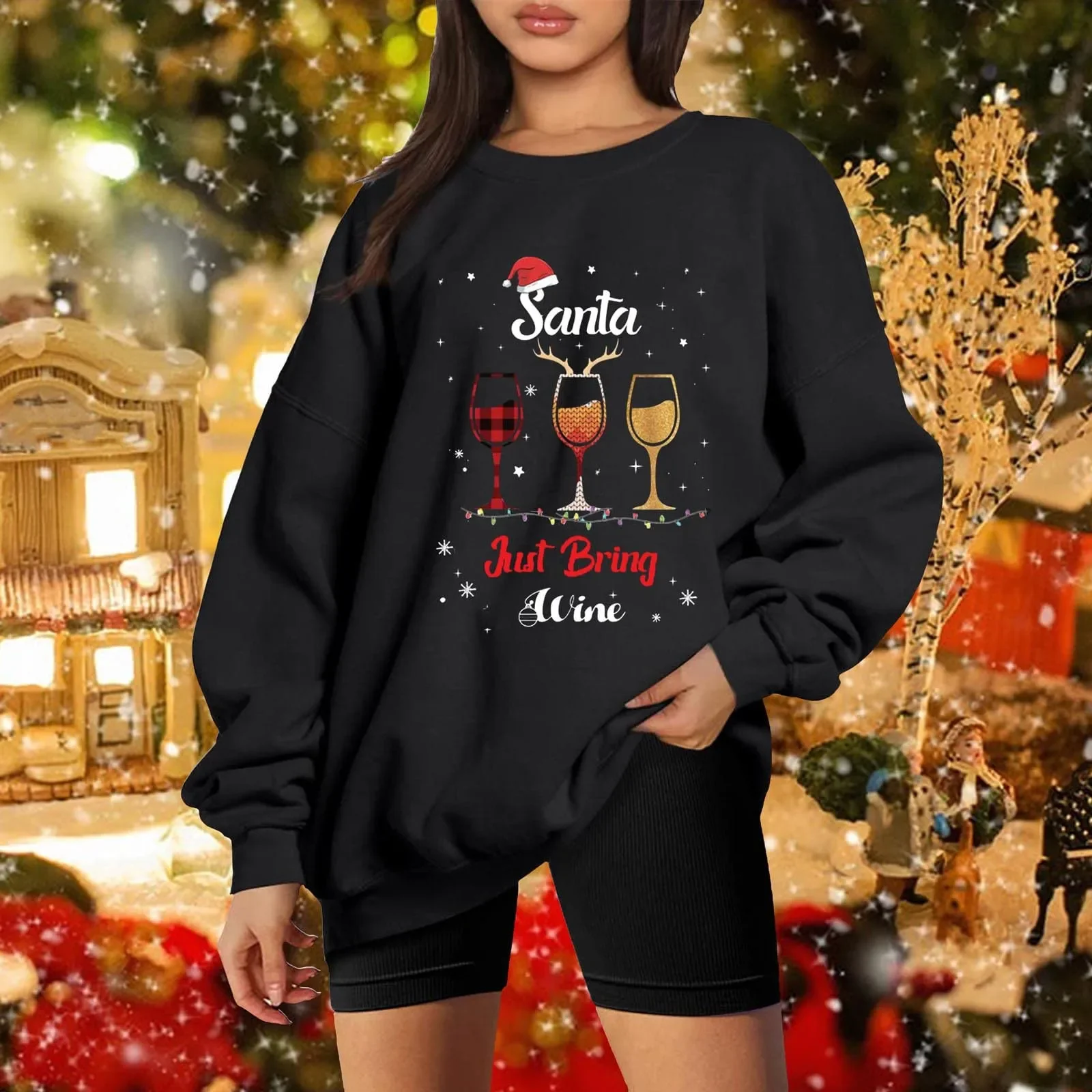 Fashion Letter Print Oversize Pullovers Tops Christmas Women Loose Casual Sport Sweatshirts Autumn Long Sleeve Crewneck Clothes