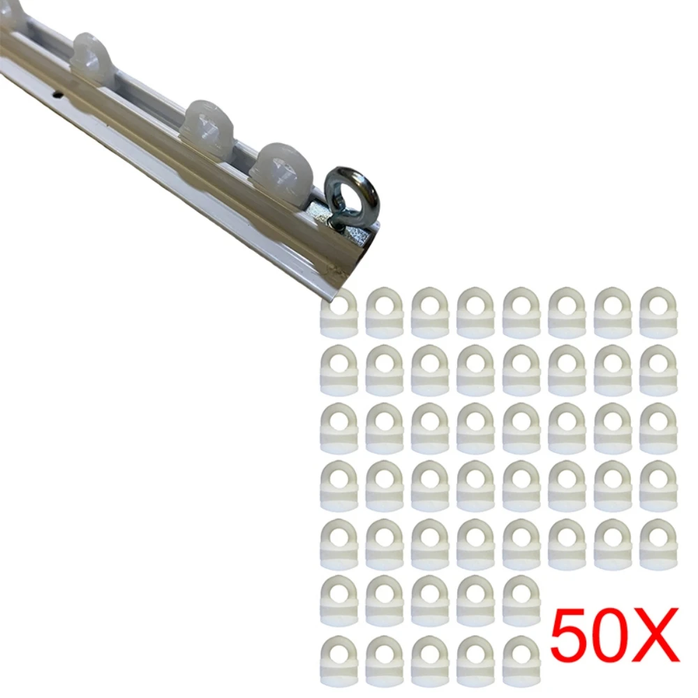 50PCS Curtain Track Gliders Runners Eyes Hooks for Micro Gliss Campervan/Caravan Track 10X6mm Slim Camper Accessories
